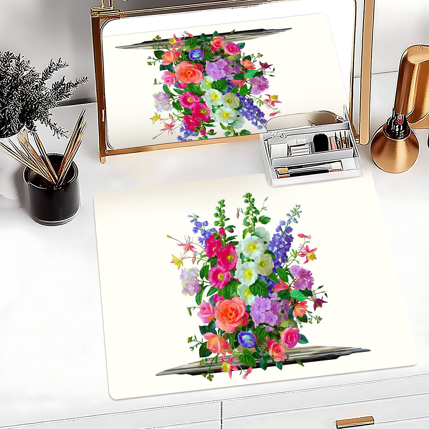 Summer English Cottage Bouquet Vanity Mat
