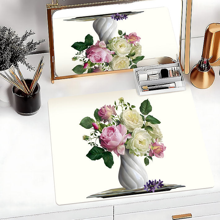Pink and White Peonies in Vase Vanity Mat