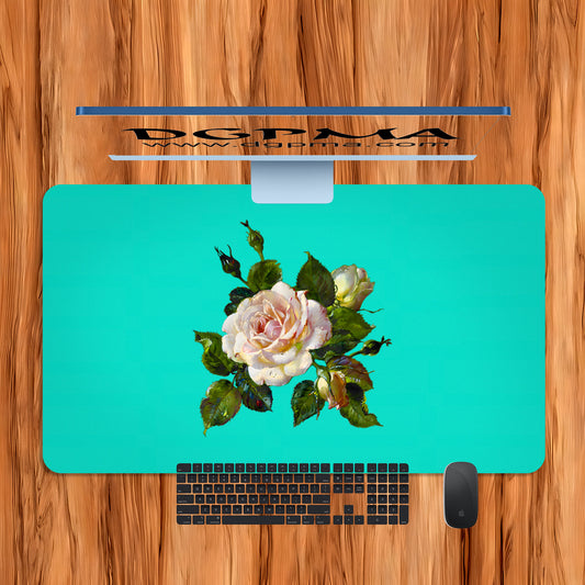 White Rose Desk Mat