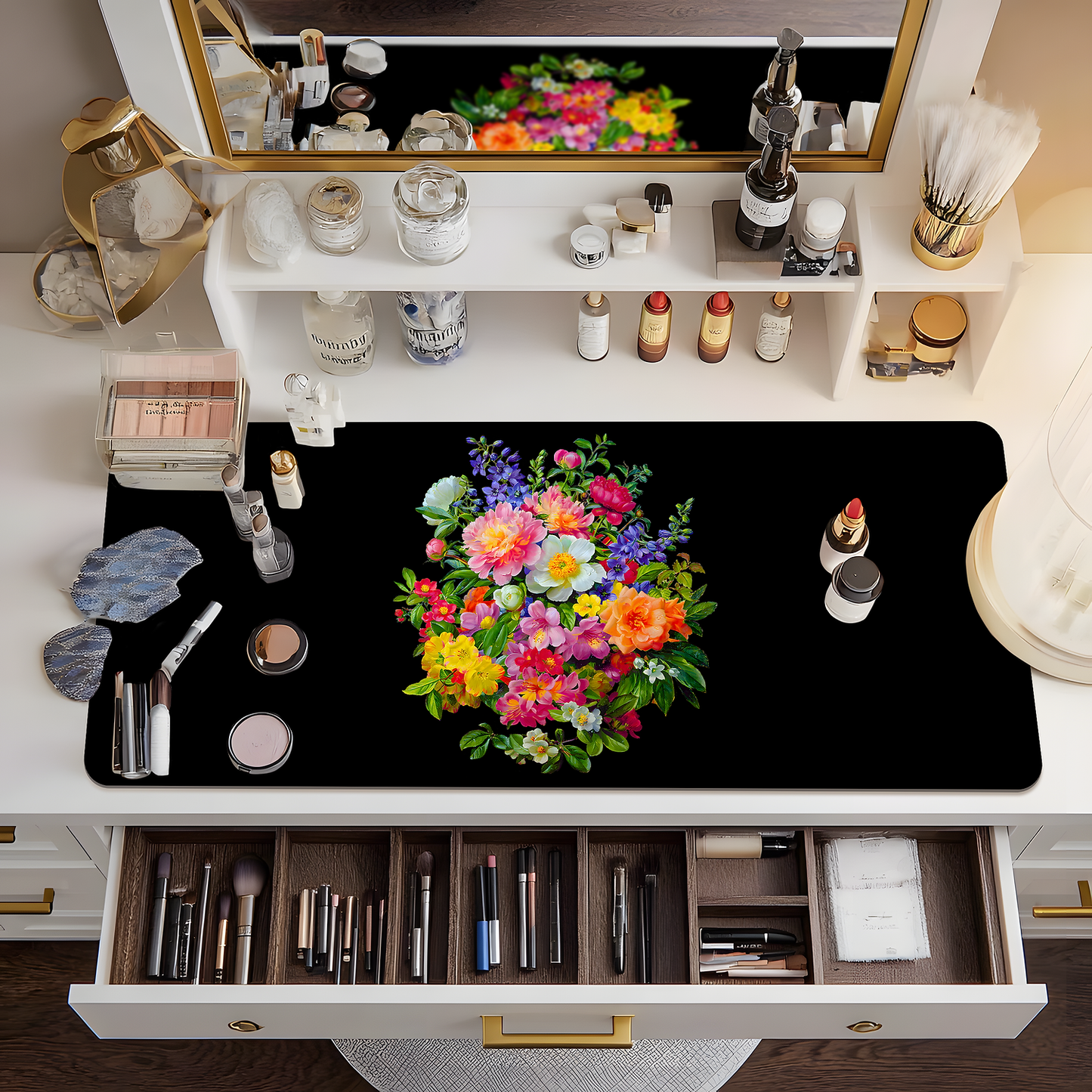 Pink and Orange Bouquet Vanity Mat