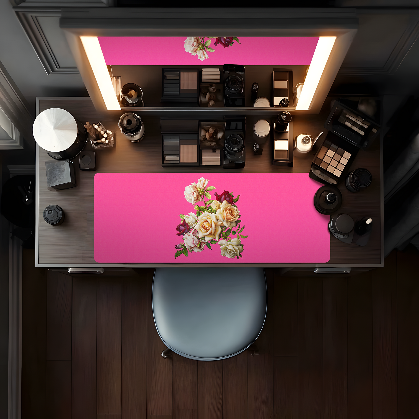 Muted Blush Rose Bouquet Vanity Mat