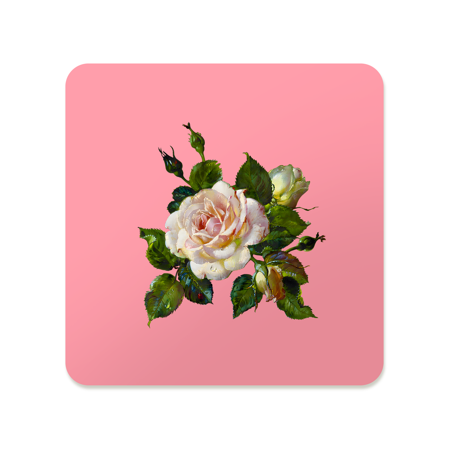 White Rose Square Mousepad
