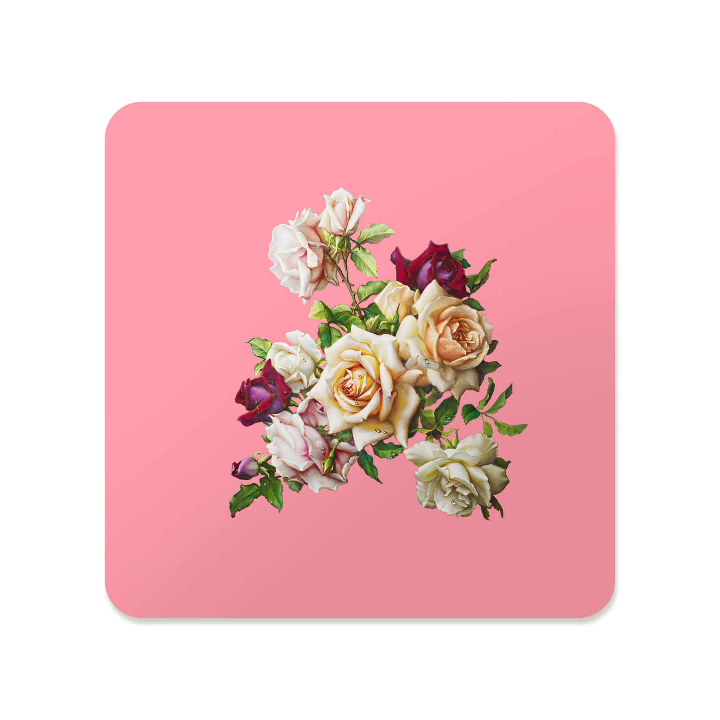 Muted Blush Rose Bouquet Square Mousepad