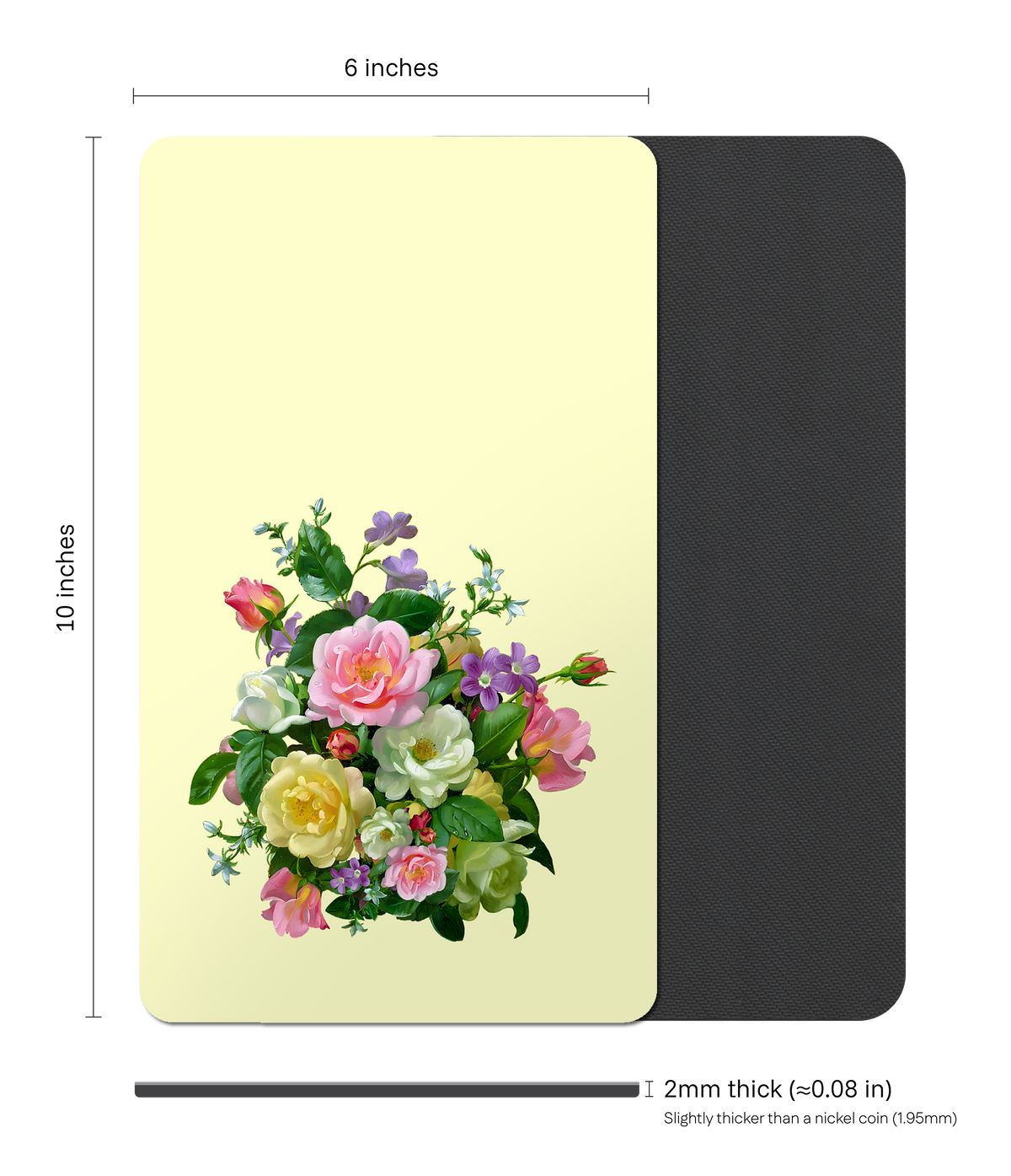 Pastel Floral Rectangle Mouse Pad, Premium Non-Slip Rubber Base Desk Mat
