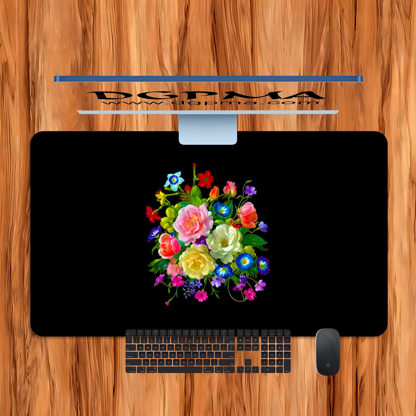 Roses, Pansies, and Poppies Bouquet Desk Mat