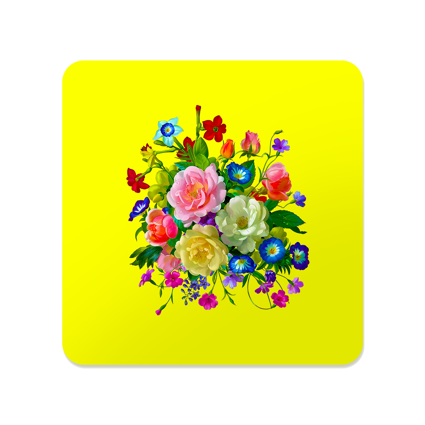 Roses, Pansies, and Poppies Bouquet Square Mousepad