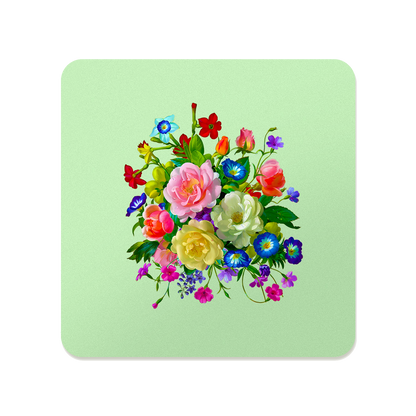 Roses, Pansies, and Poppies Bouquet Coaster