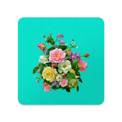 Pastel Floral Square Mouse Pad, Premium Non-Slip Rubber Base Desk Mat