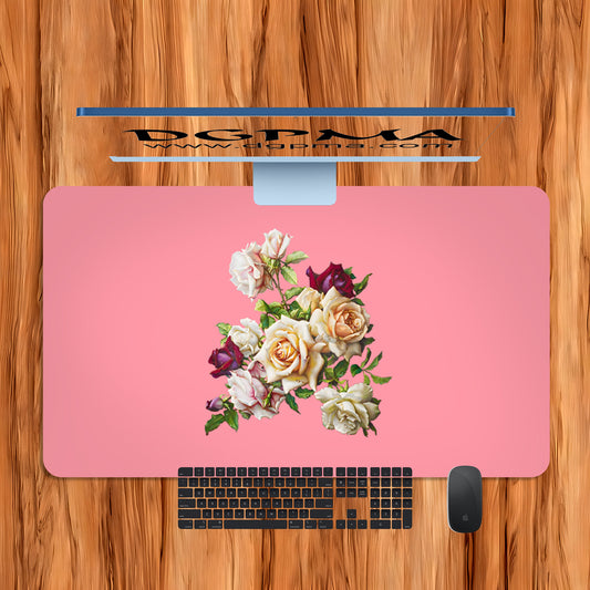 Muted Blush Rose Bouquet Desk Mat