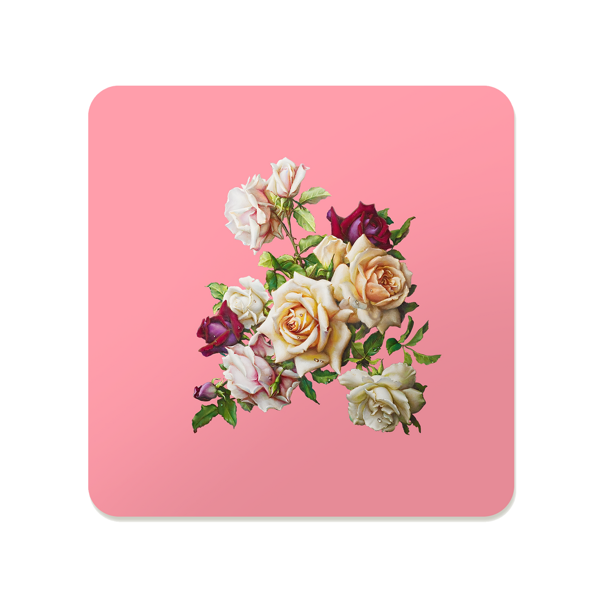 Muted Blush Rose Bouquet Square Mousepad