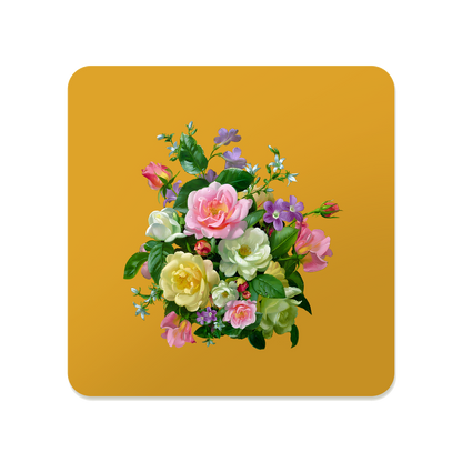 Pastel Floral Square Mouse Pad, Premium Non-Slip Rubber Base Desk Mat