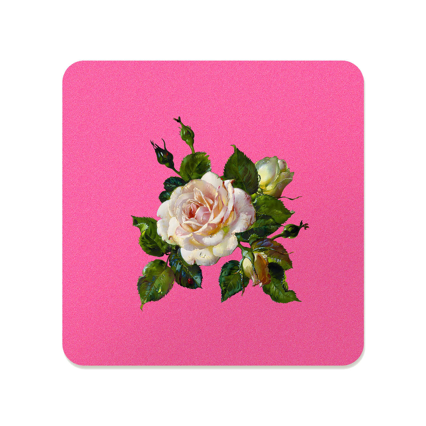 White Rose Square Mousepad