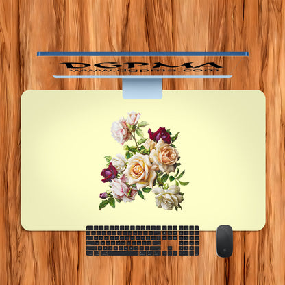 Antique Floral Desk Mat, Smooth Anti-Scratch Desk Protector Pad