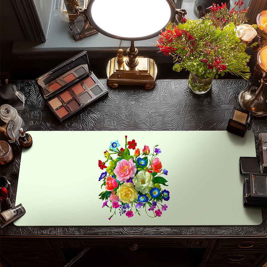 Roses, Pansies, and Poppies Bouquet Vanity Mat