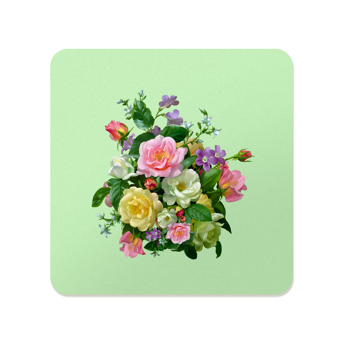Pastel Flower Bouquet Square Mousepad