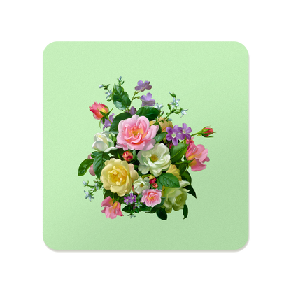 Pastel Floral Square Mouse Pad, Premium Non-Slip Rubber Base Desk Mat
