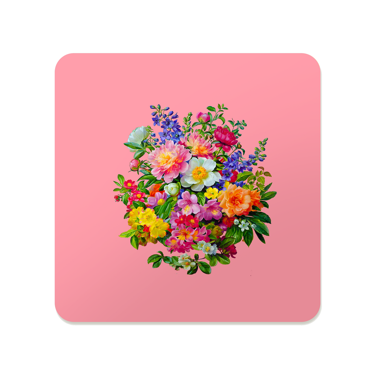 Pink and Orange Bouquet Square Mousepad