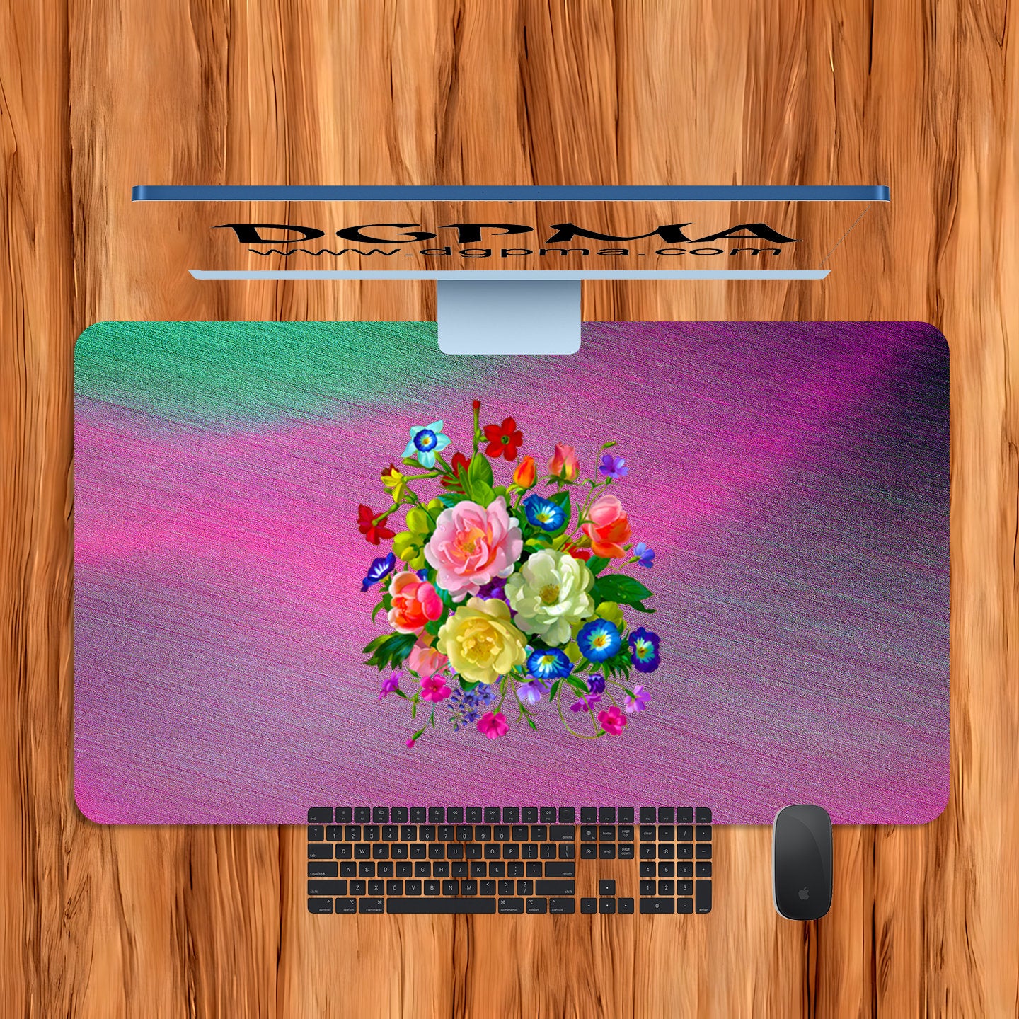 Roses, Pansies, and Poppies Bouquet Desk Mat