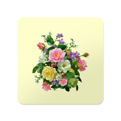 Pastel Floral Square Mouse Pad, Premium Non-Slip Rubber Base Desk Mat