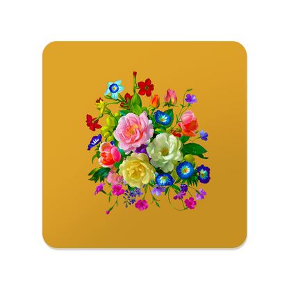 Roses, Pansies, and Poppies Bouquet Coaster
