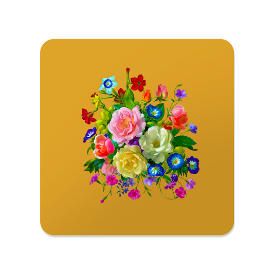 Roses, Pansies, and Poppies Bouquet Square Mousepad
