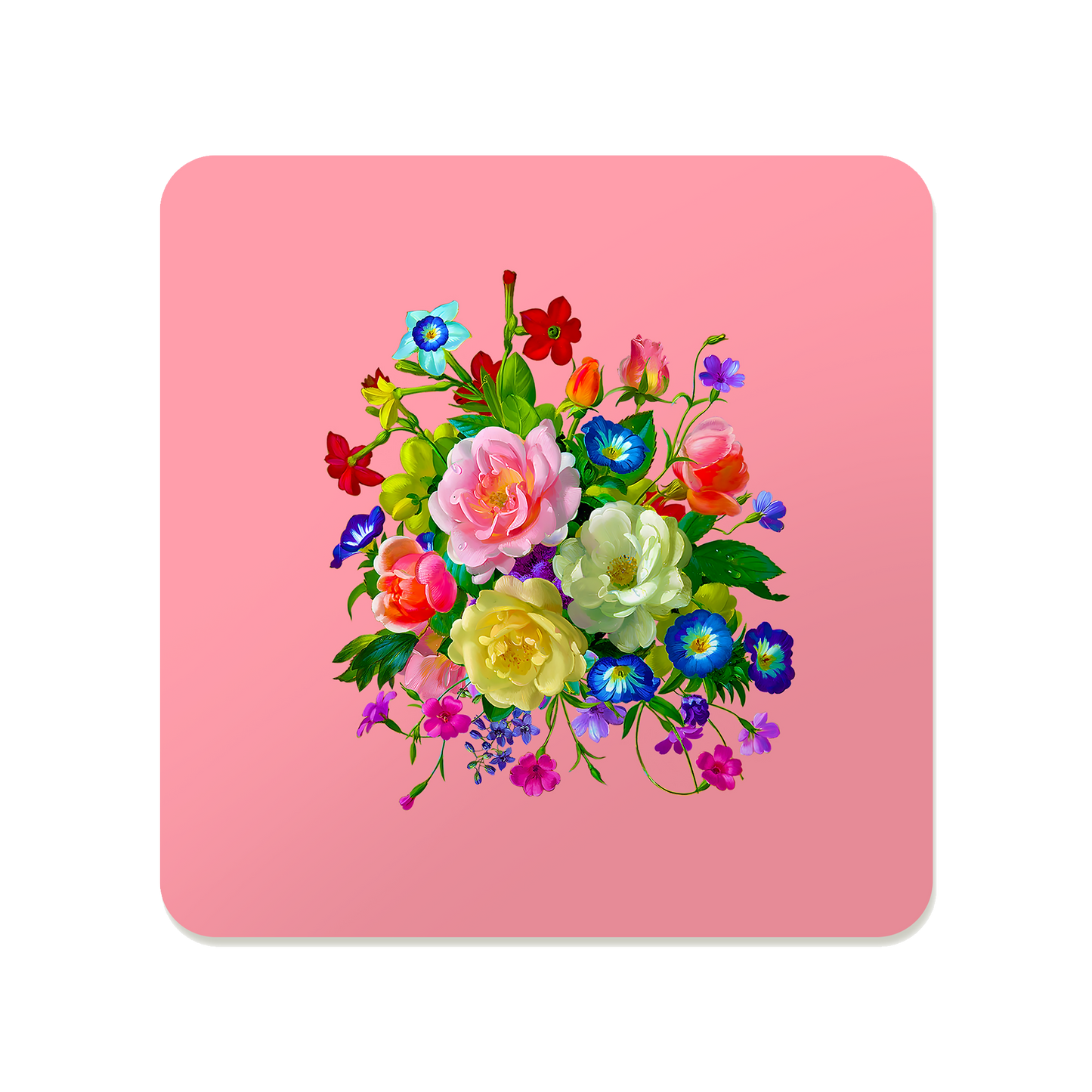 Roses, Pansies, and Poppies Bouquet Coaster