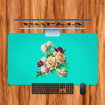 Antique Floral Desk Mat, Smooth Anti-Scratch Desk Protector Pad