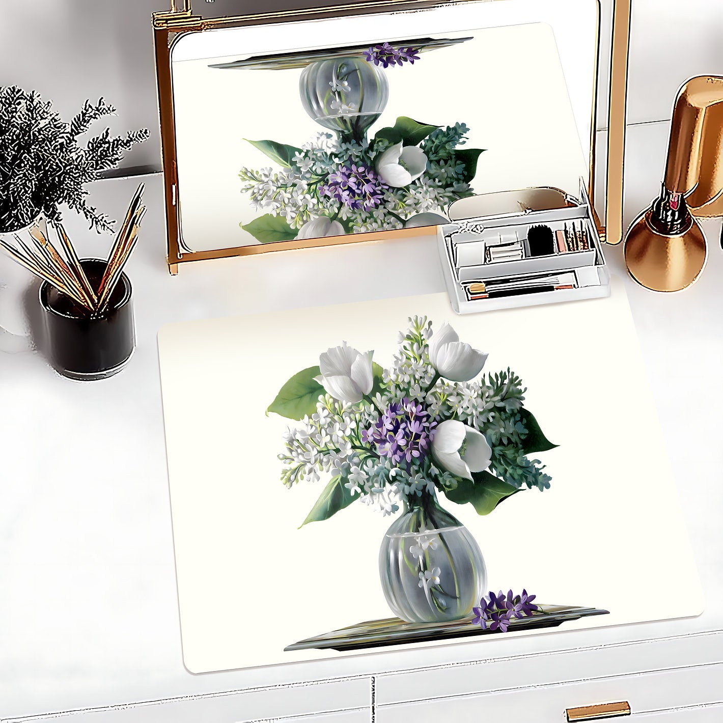 Tulips and Lilacs in Vase