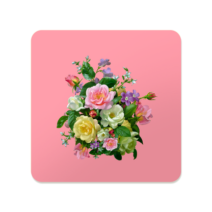 Pastel Floral Square Mouse Pad, Premium Non-Slip Rubber Base Desk Mat