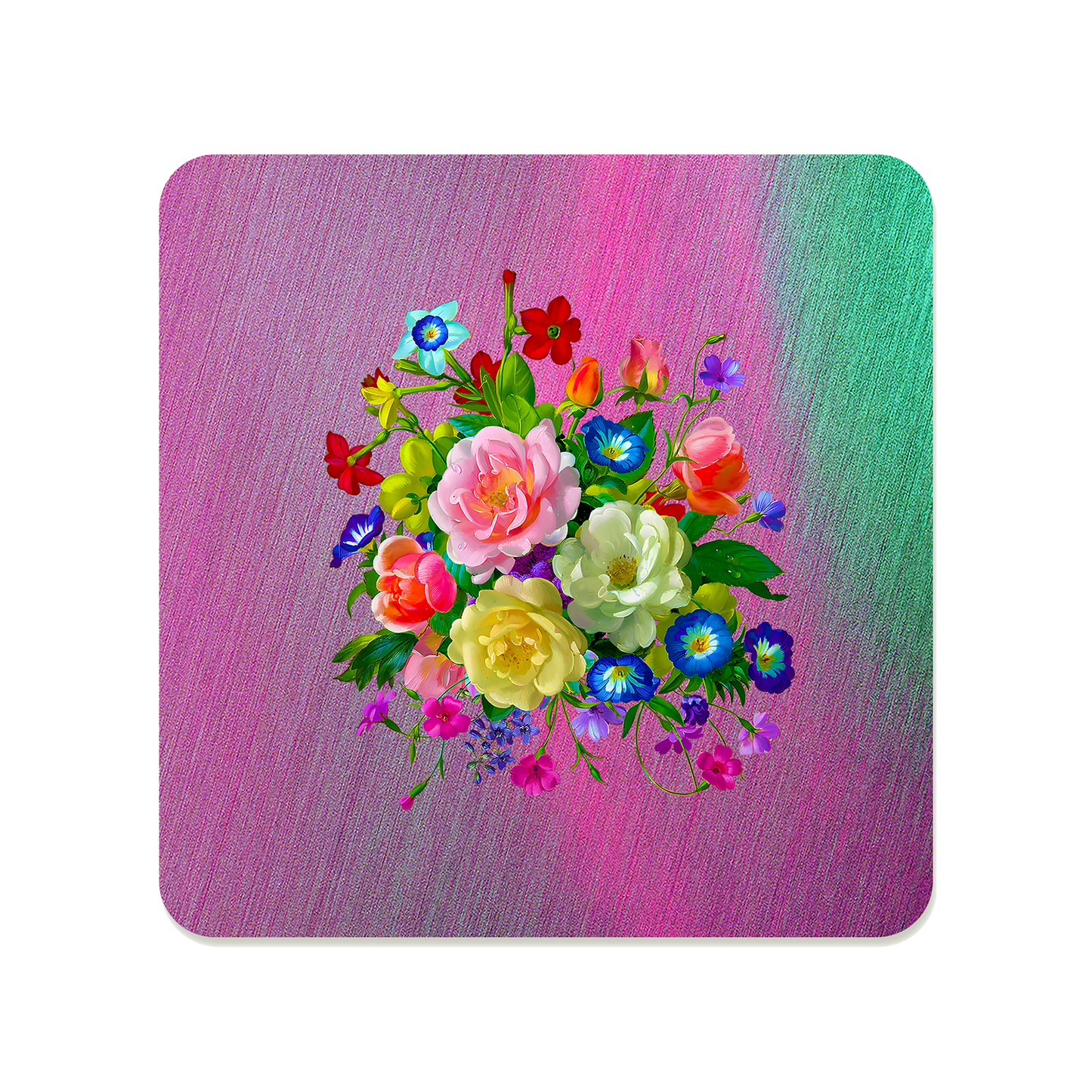 Roses, Pansies, and Poppies Bouquet Coaster