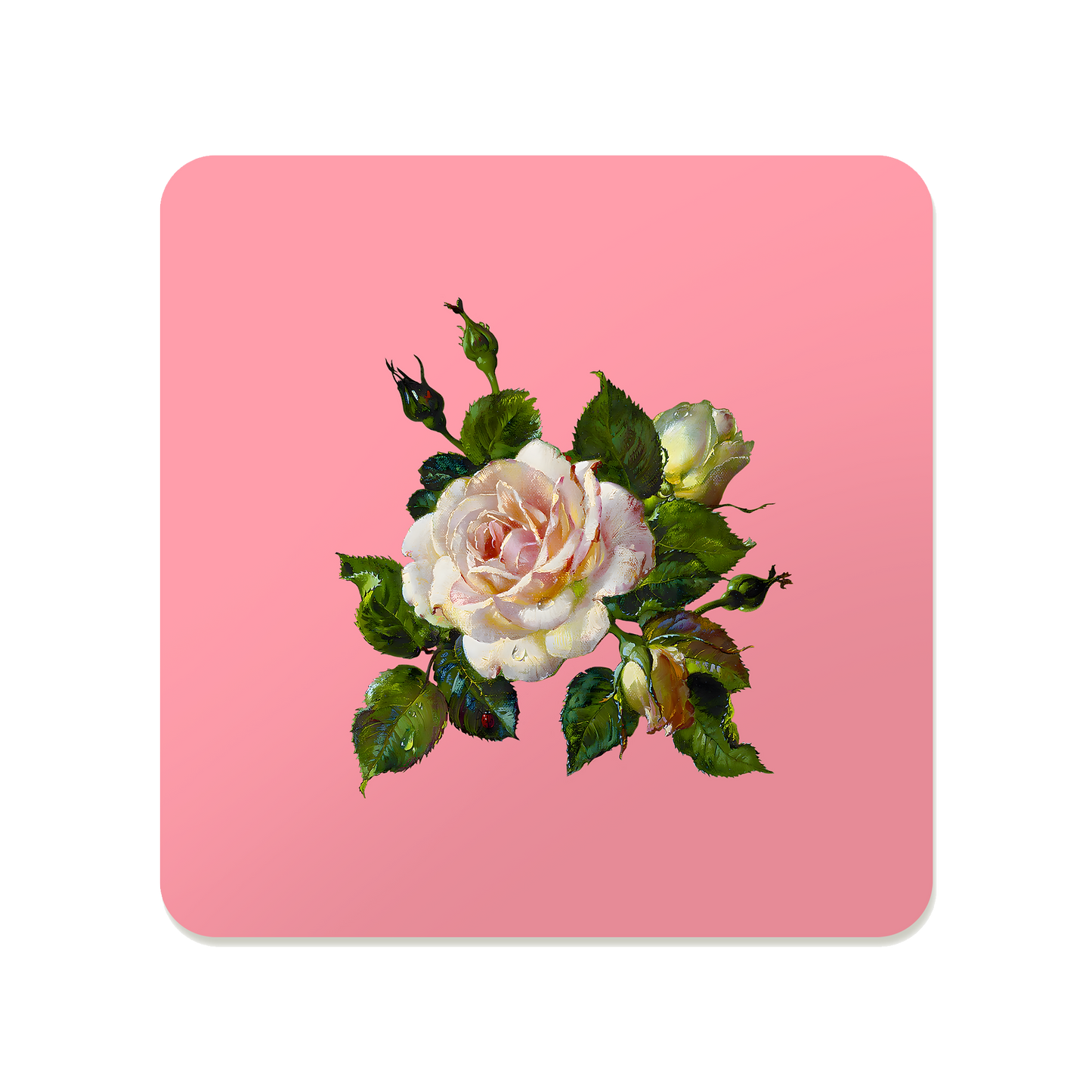 White Rose Square Mousepad
