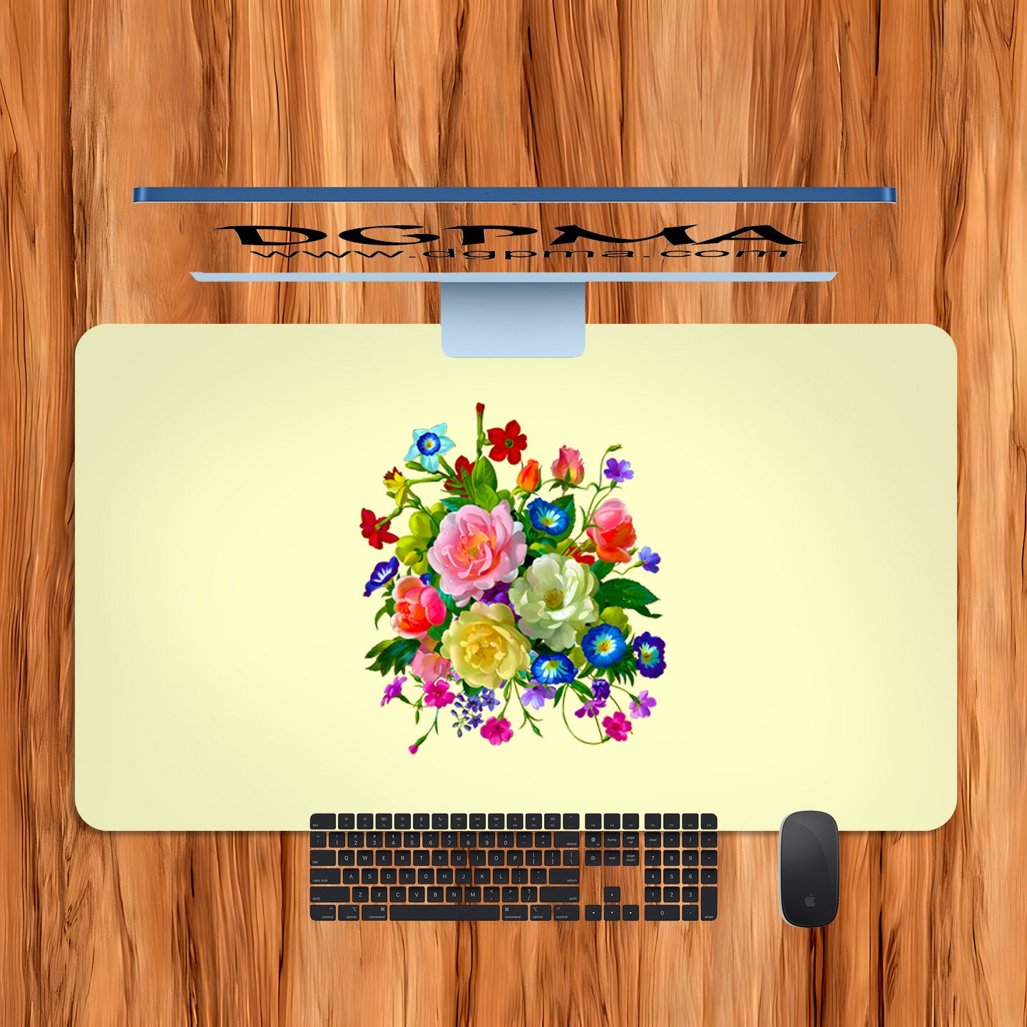 Roses, Pansies, and Poppies Bouquet Desk Mat