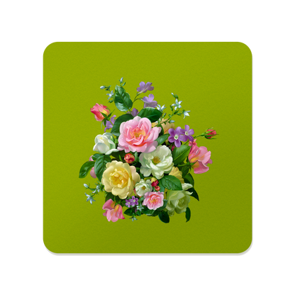 Pastel Floral Square Mouse Pad, Premium Non-Slip Rubber Base Desk Mat