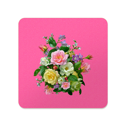 Pastel Floral Square Mouse Pad, Premium Non-Slip Rubber Base Desk Mat