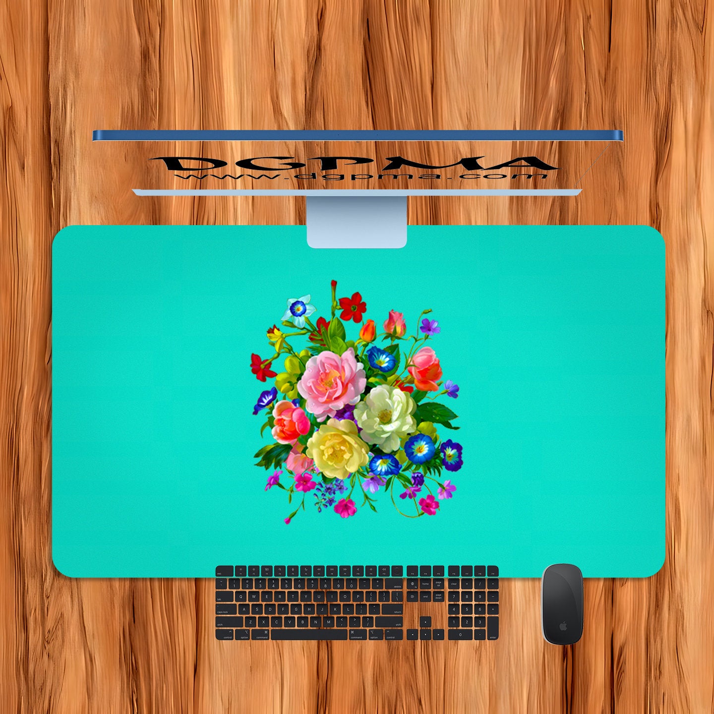 Roses, Pansies, and Poppies Bouquet Desk Mat