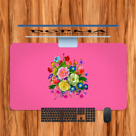 Roses, Pansies, and Poppies Bouquet Desk Mat