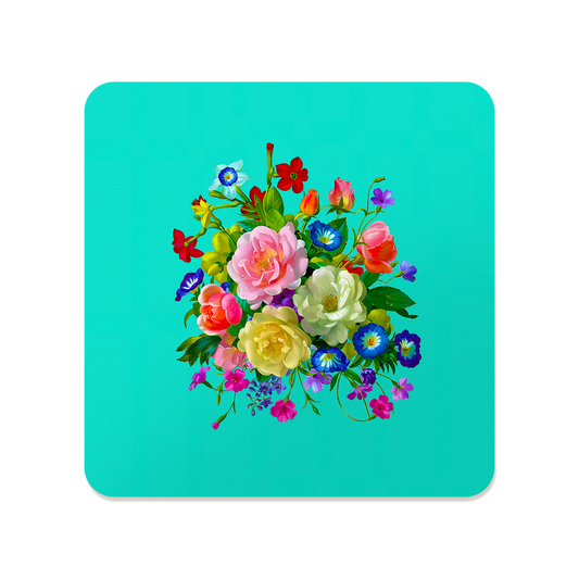 Roses, Pansies, and Poppies Bouquet Square Mousepad