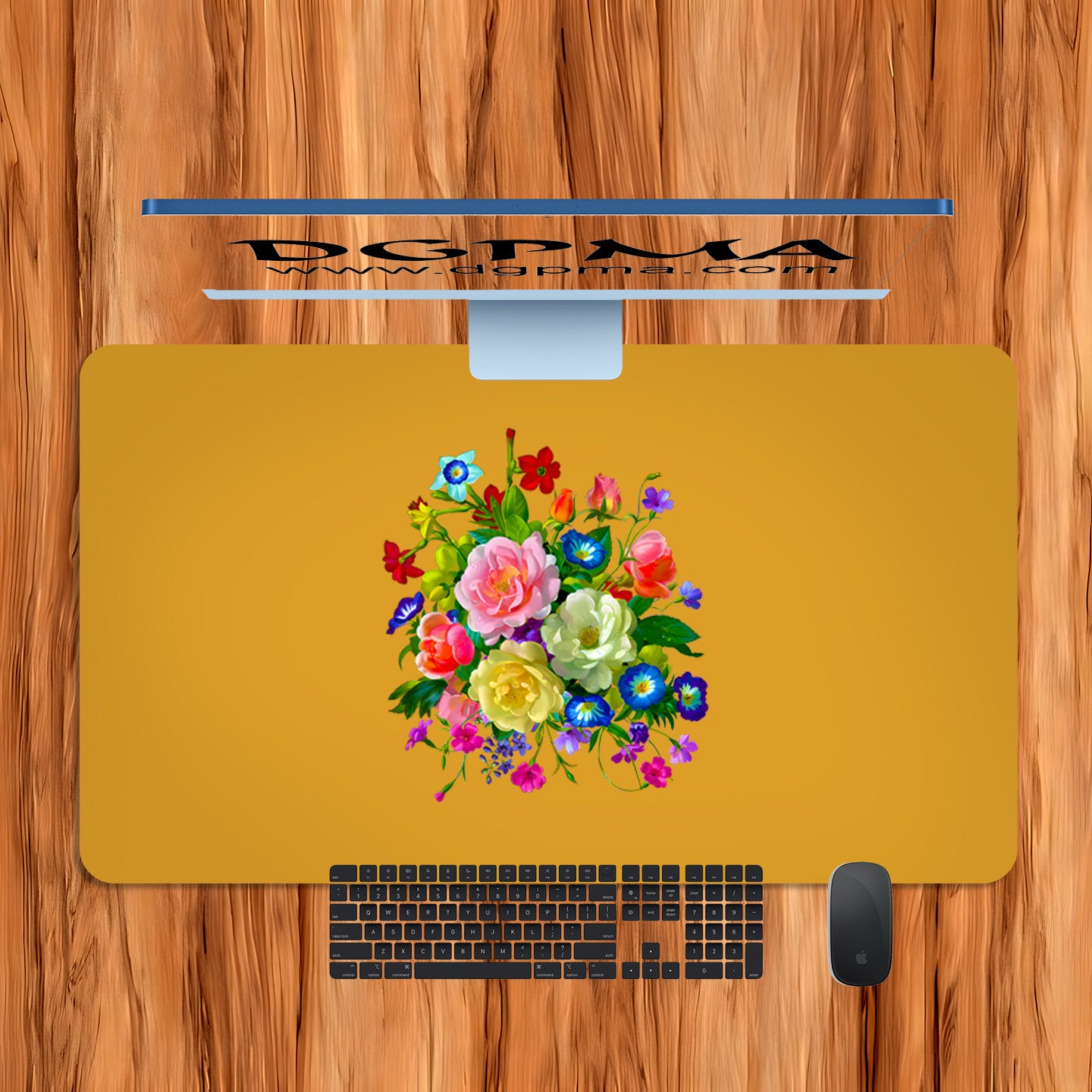 Roses, Pansies, and Poppies Bouquet Desk Mat