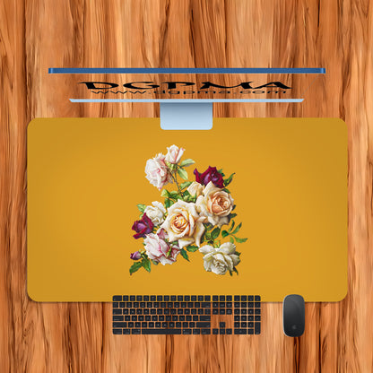 Antique Floral Desk Mat, Smooth Anti-Scratch Desk Protector Pad