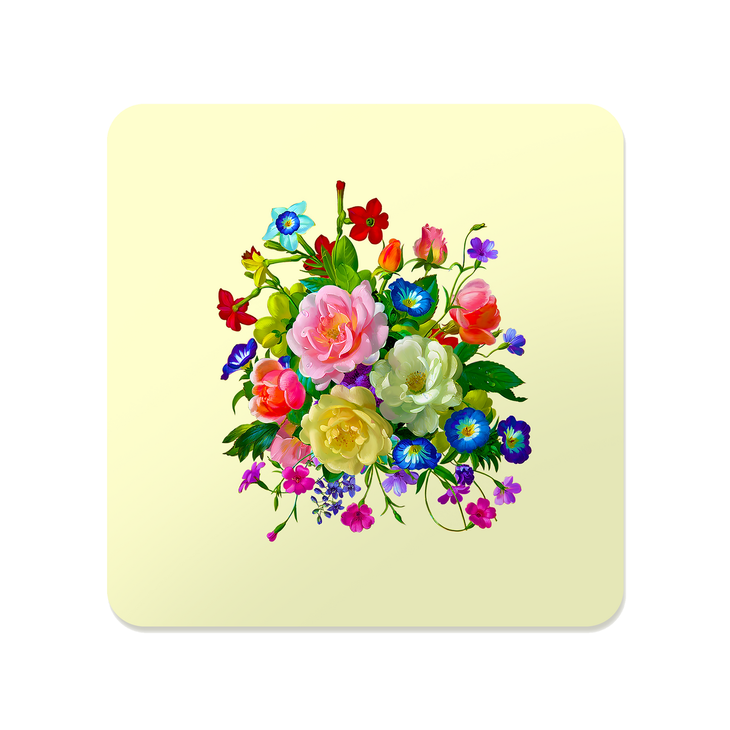 Roses, Pansies, and Poppies Bouquet Square Mousepad