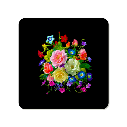 Roses, Pansies, and Poppies Bouquet Coaster