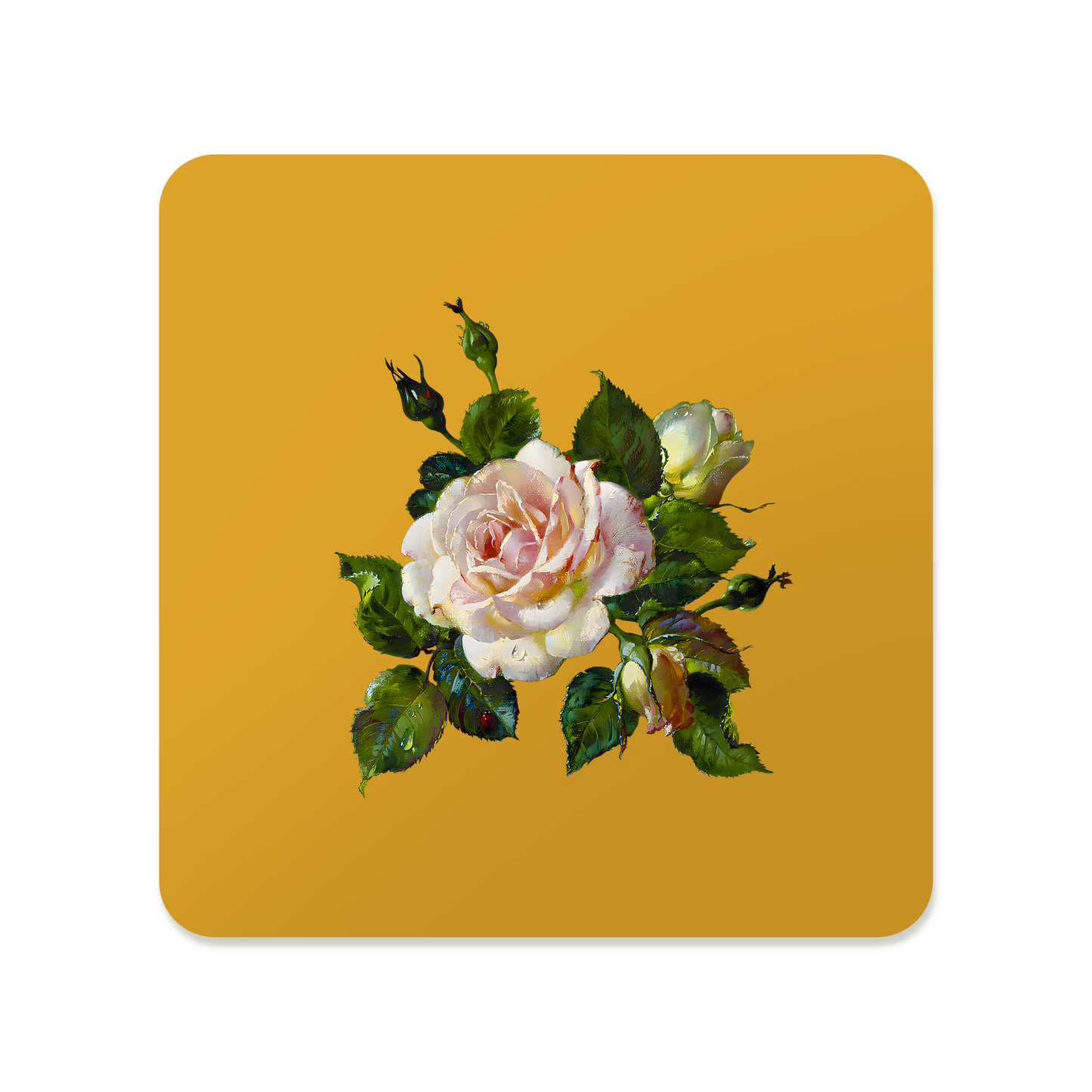 White Rose Square Mousepad