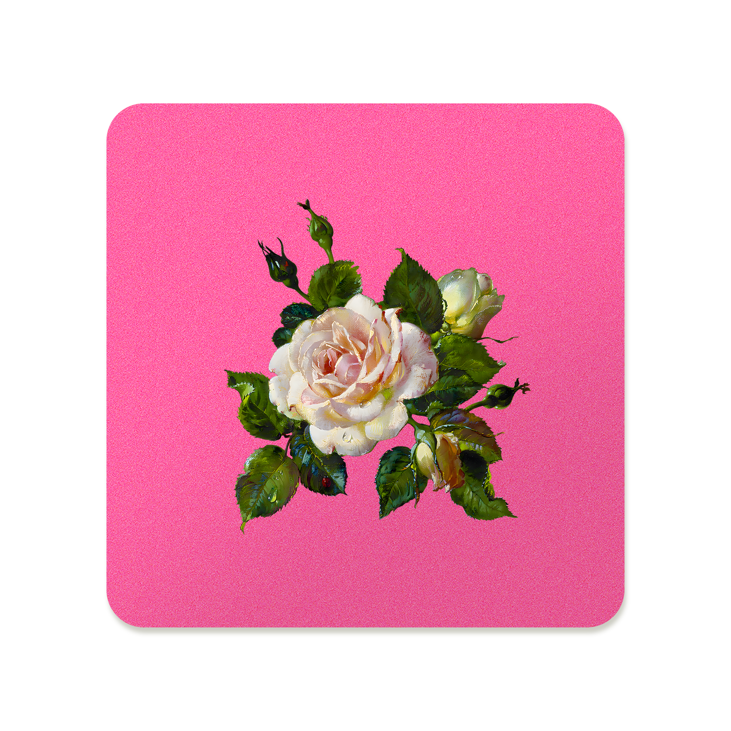 White Rose Square Mousepad