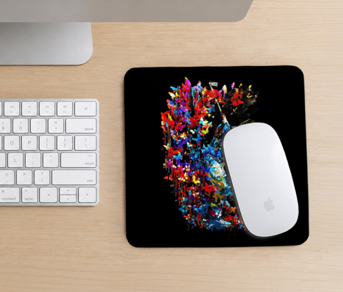 Modern Golfer Floral Square Mouse Pad, Premium Non-Slip Rubber Base Desk Mat