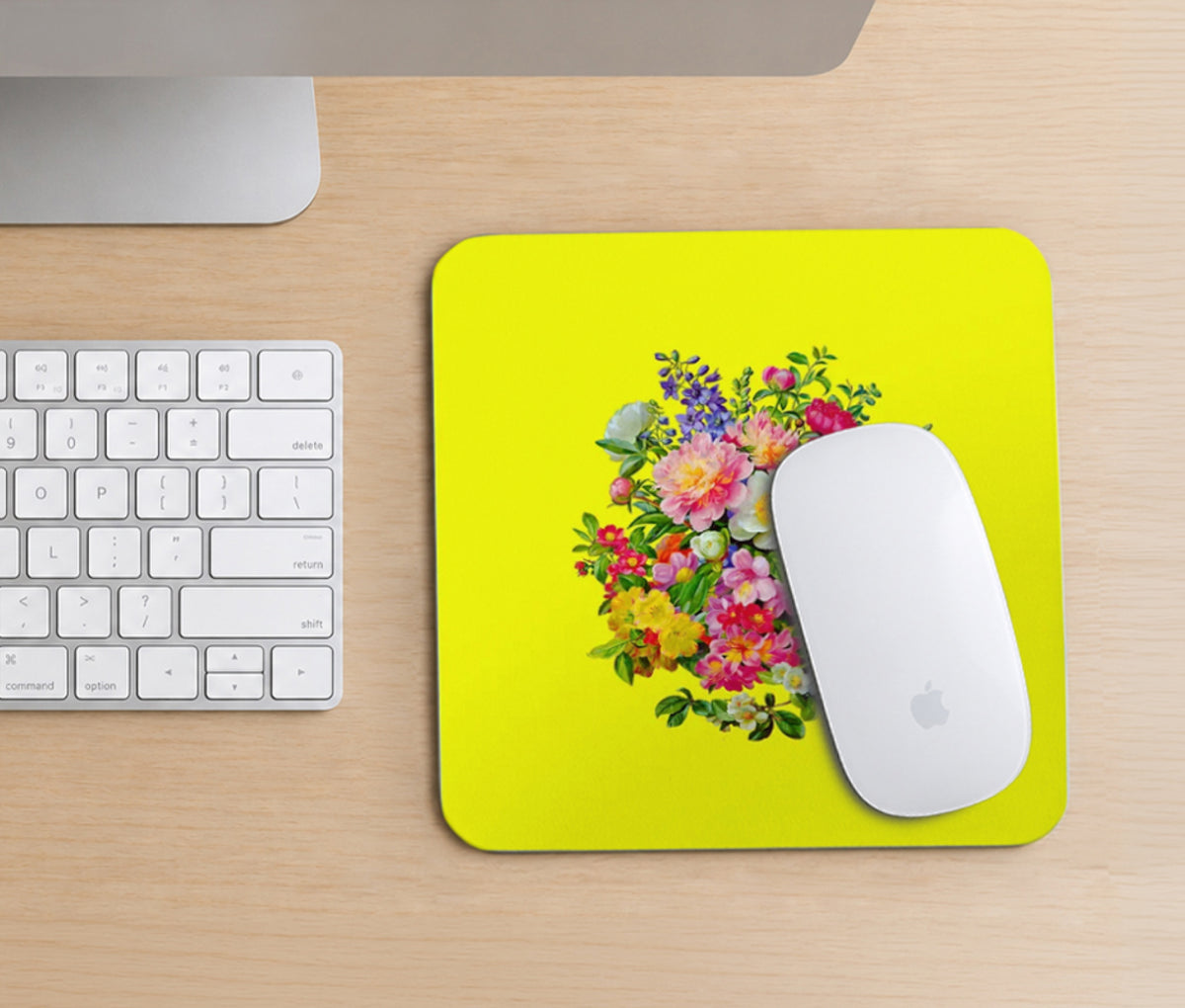 Cottagecore Floral Square Mouse Pad, Premium Non-Slip Rubber Base Desk Mat