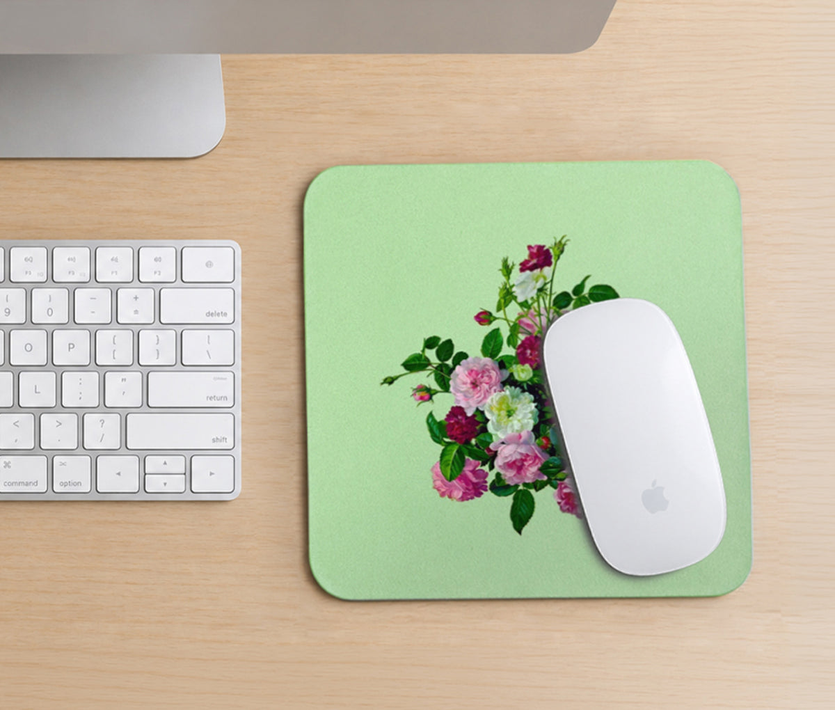 Victorian Floral Square Mouse Pad, Premium Non-Slip Rubber Base Desk Mat