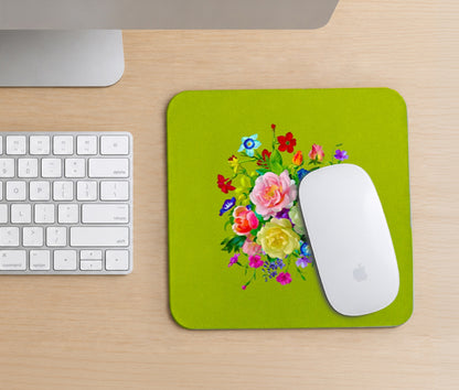 Vibrant Floral Square Mouse Pad, Premium Non-Slip Rubber Base Desk Mat