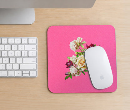Antique Floral Square Mouse Pad, Premium Non-Slip Rubber Base Desk Mat