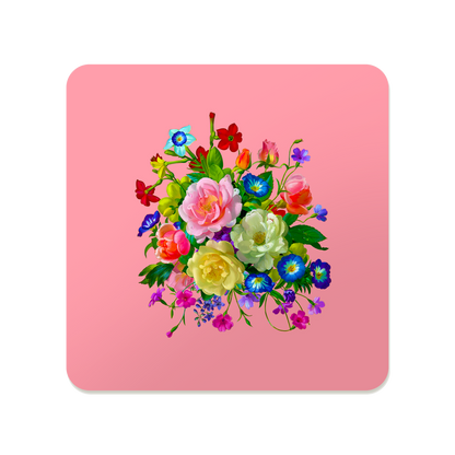 Roses, Pansies, and Poppies Bouquet Square Mousepad