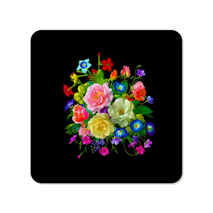Roses, Pansies, and Poppies Bouquet Square Mousepad